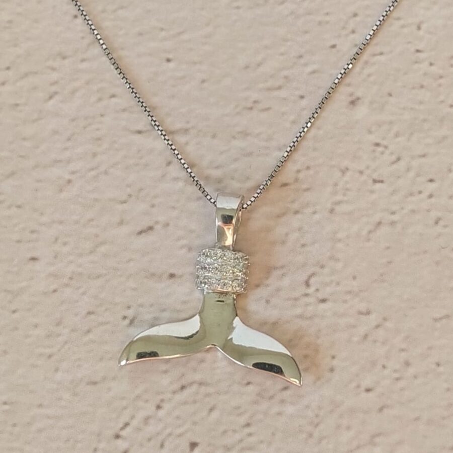 שרשרת כסף זנב דולפין משובץ