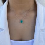 שרשרת כסף טיפה אבן ירוקה 1