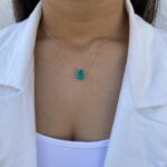 שרשרת כסף טיפה אבן ירוקה