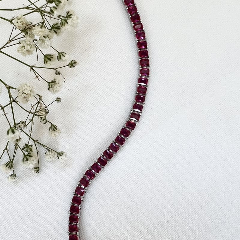 צמיד כסף טניס זרקון ורוד