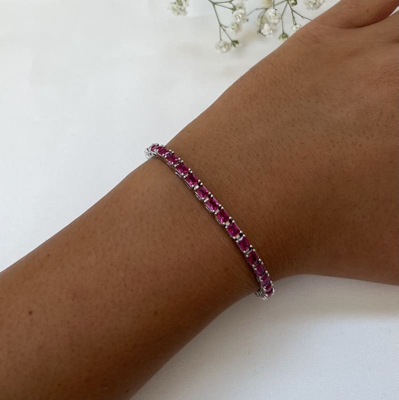 צמיד כסף טניס לאישה זרקון ורוד 2