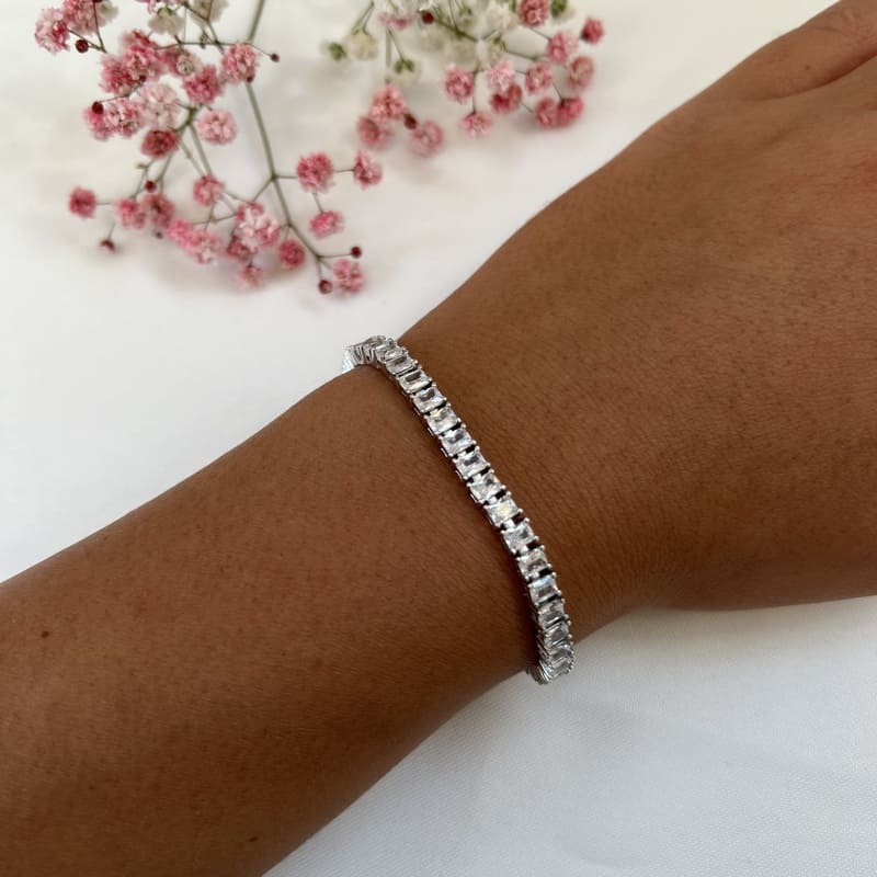 צמיד כסף טניס שיבוץ זרקון לבן