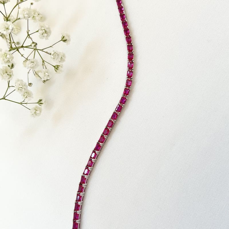 צמיד כסף לאישה זרקון ורוד