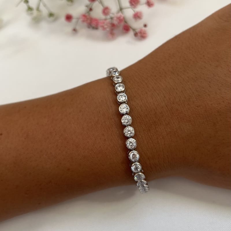 צמיד כסף לאישה שיבוץ זרקונים 2