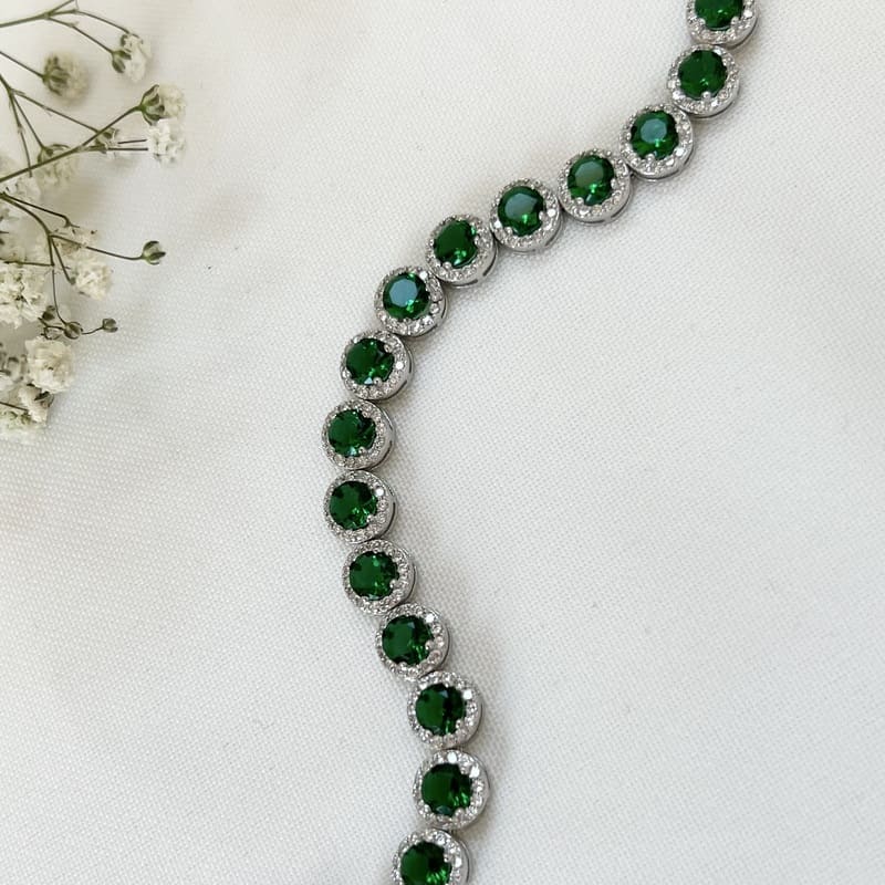 צמיד כסף עיגולים זרקון ירוק