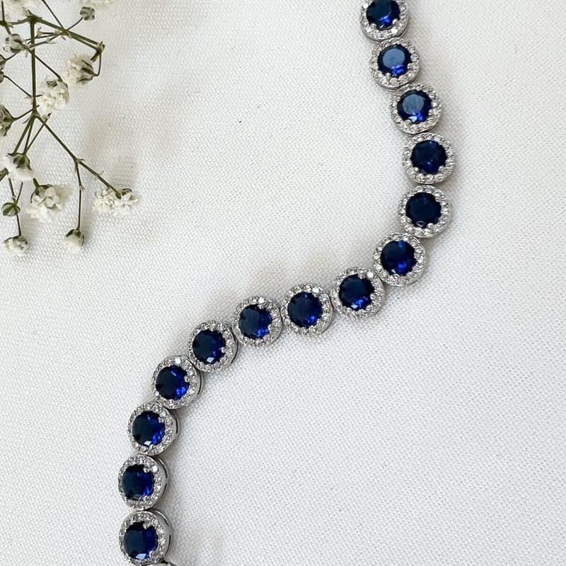 צמיד כסף עיגולים זרקון כחול