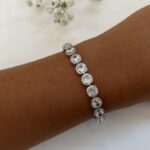 צמיד כסף עיגולים משובץ זרקון לבן 2