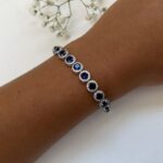 צמיד כסף שיבוץ זרקון כחול