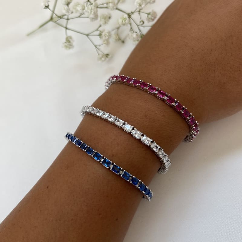 צמידי כסף טניס לאישה שיבוץ זרקונים