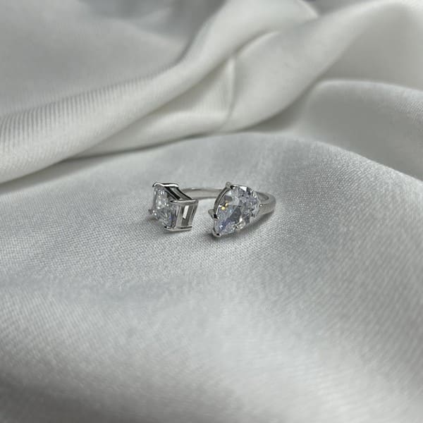 טבעת כסף פתוחה טיפה ומלבן 1 1