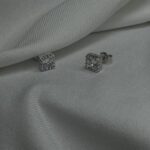 עגילים כסף סוליטר ריבוע 1