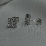 עגילים כסף סוליטר ריבוע