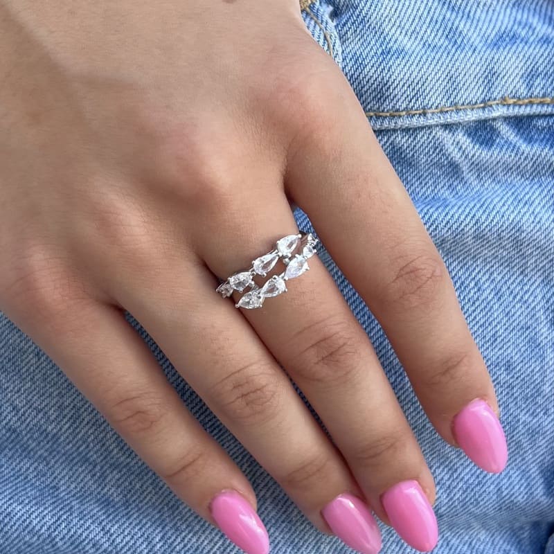 טבעת כסף טיפות פתוחה