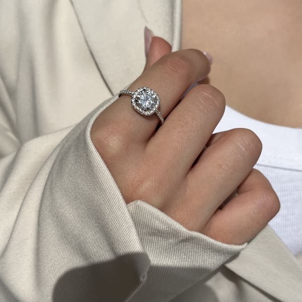 טבעת כסף סוליטר ריבוע