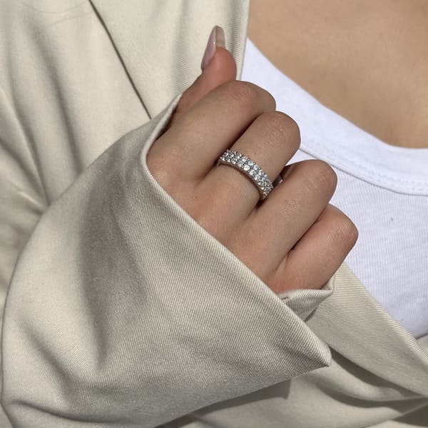 טבעת כסף פס 3 שורות 2