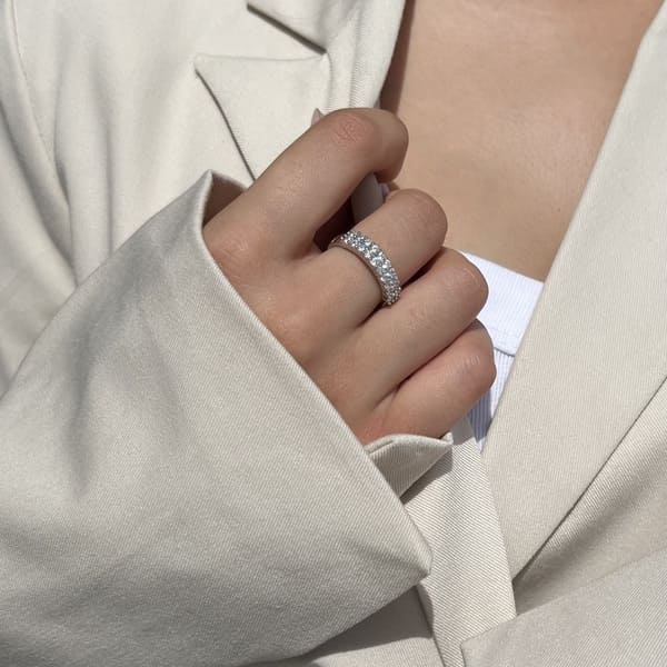 טבעת כסף פס 3 שורות