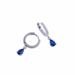 עגיל כסף טיפה ההפוכה בשיבוץ כחול