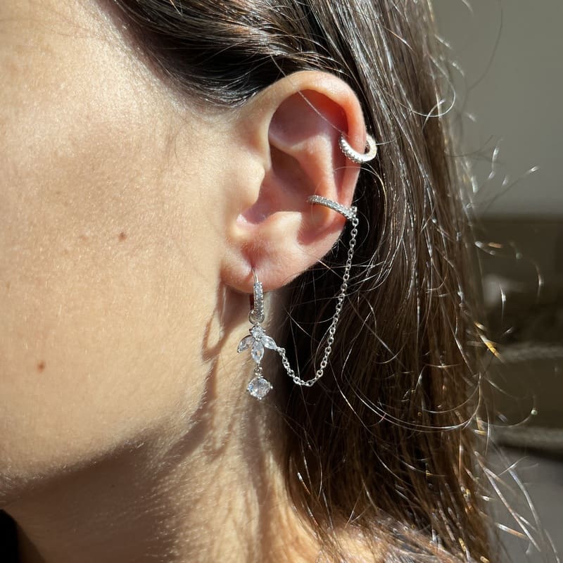 עגיל שרשרת פרח נופל 2