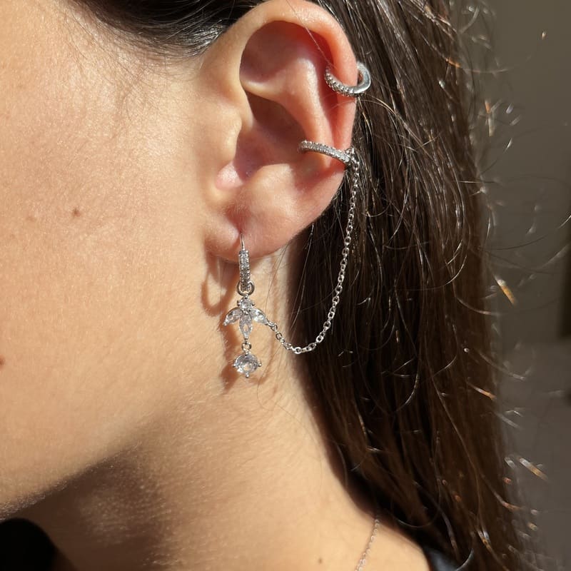 עגיל שרשרת פרח נופל