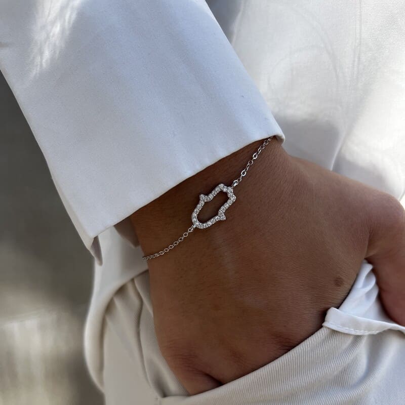 צמיד כסף חמסה חלולה