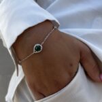 צמיד כסף טיפה שיבוץ ירוק 3