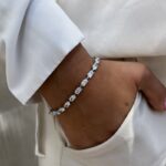 צמיד כסף טניס אליפסות שיבוץ לבן 2