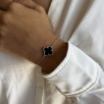 צמיד כסף תלתן שחור