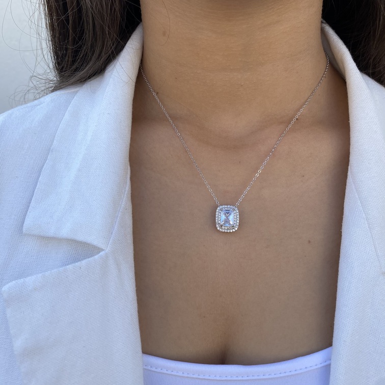 שרשרת כסף סוליטר ריבוע 1