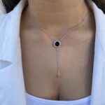 שרשרת כסף עניבה עם אבן שחורה 1