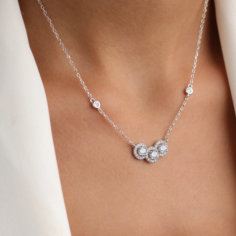 1134(3)silver Necklaces