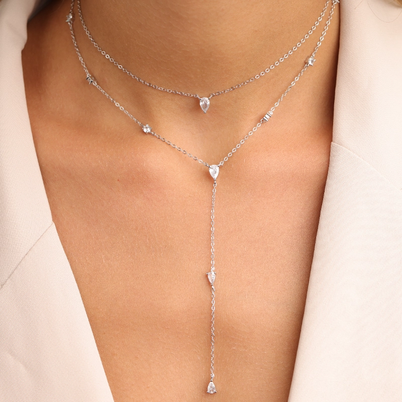 1158(2)silver Necklaces
